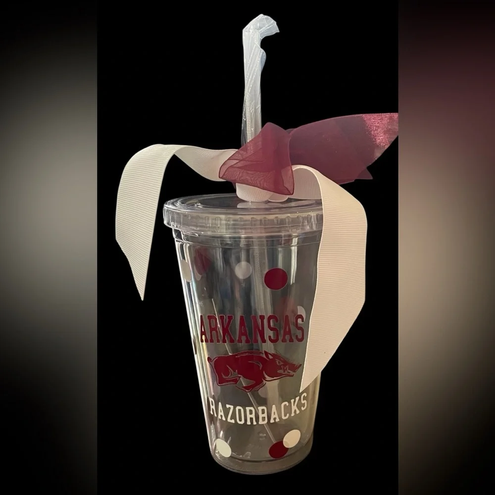 Arkansas Razorbacks Tumbler with Straw - Red and White